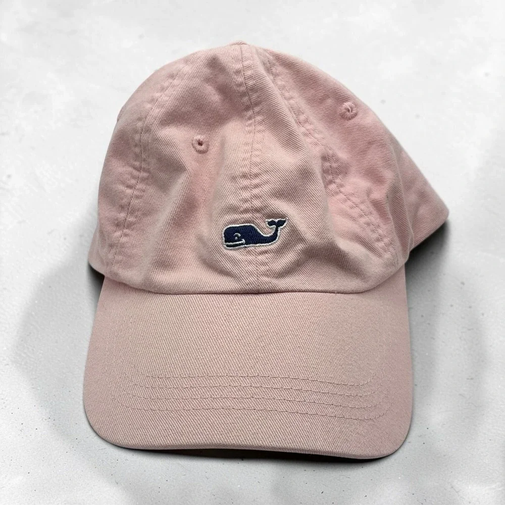 Baseball Cap Vineyard Vines Pink 100% Cotton Whale Logo Adjustable Hat Preppy